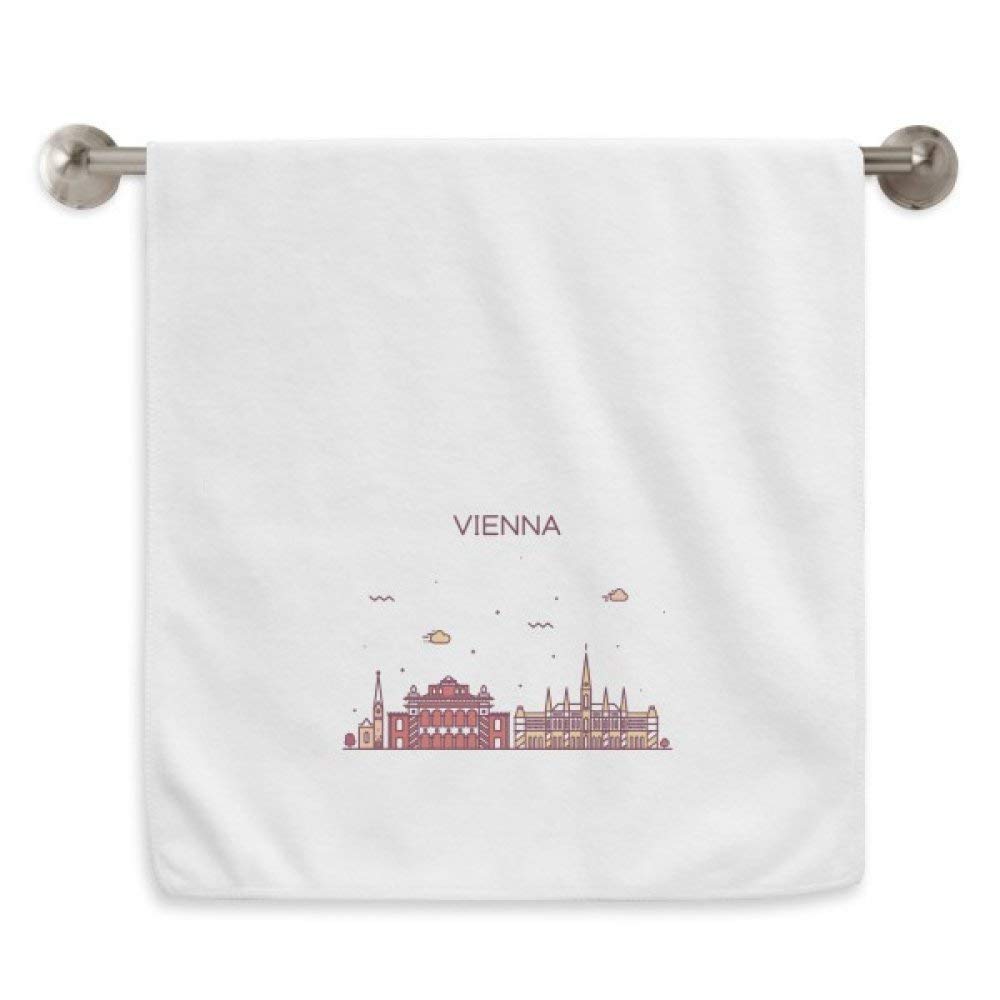DIYthinker Vienna Austria Flat Landmark Pattern Circlet White Towels Soft Towel Washcloth 13X29 Inch