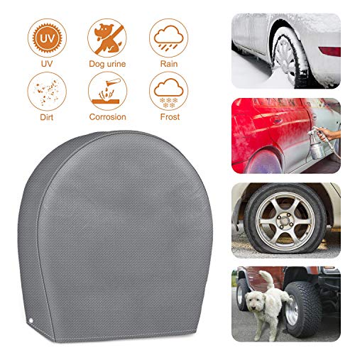 Leader Accessories 4-Pack Tire Covers - Non-Woven Wheel Protectors for Truck, Camper, Car, Jeep, SUV, RV - Universal Fits 24"-26.5" Diameter, Gray