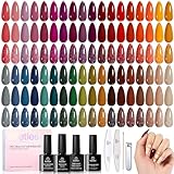 beetles Brown Gel Polish Set - Waltz of Leaves Collection, 36 Trendy Colors Summer & Purple Green Colors Gel Polish Set With Base and Glossy Matte Glitter Top Coat Soak Off UV Led Holiday Nails