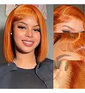 Orange Beauty Bob Wig 8-10 inches Amazon.com : OLFORY Ginger Orange Bob Wig Human HaIr Wigs  main image 2
