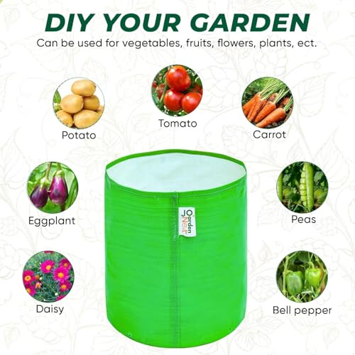 Image of Gardennest HDPE Grow Bag for Terrace Gardening, Reusable Heavy Duty Planting Bags for Vegetables, Flowers, Fruits & Nursery Plants, UV Protected Garden Pots Black (9x9 Inch, Set of 10)