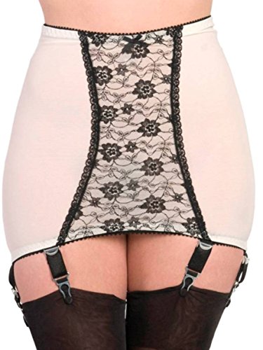 Premier Dessous Hüfthalter mit hoher Taille, Powermesh und 6 Strumpfhaltern (NDPG6DE) (XL, Perle)