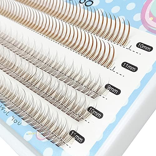 Mix Length in One Tray 8/9/10/11/12mm Grafting False Eyelashes Individual Eyelashes Fairy Style A Shape 10DEye Lash Extension Handmade Grafting Cluster (Brown-A+fish)