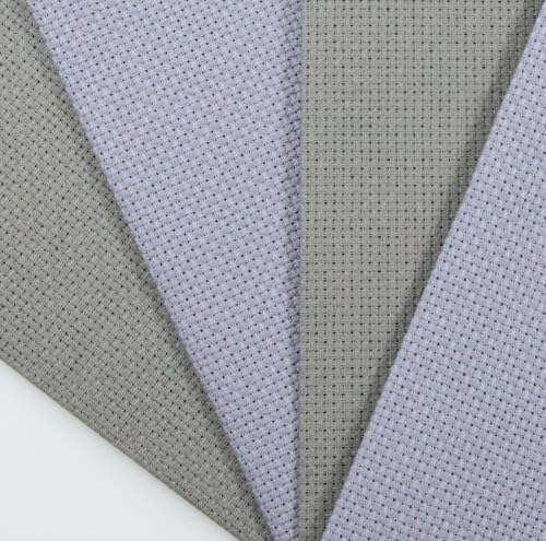 Image of KCS 4 /6 pc of 12 inch x 18 inch(30cmx45cm) 16 Count Cotton Aida Cloth Cross Stitch Fabric (4 pc,Light Steel Grey+Medium Grey)
