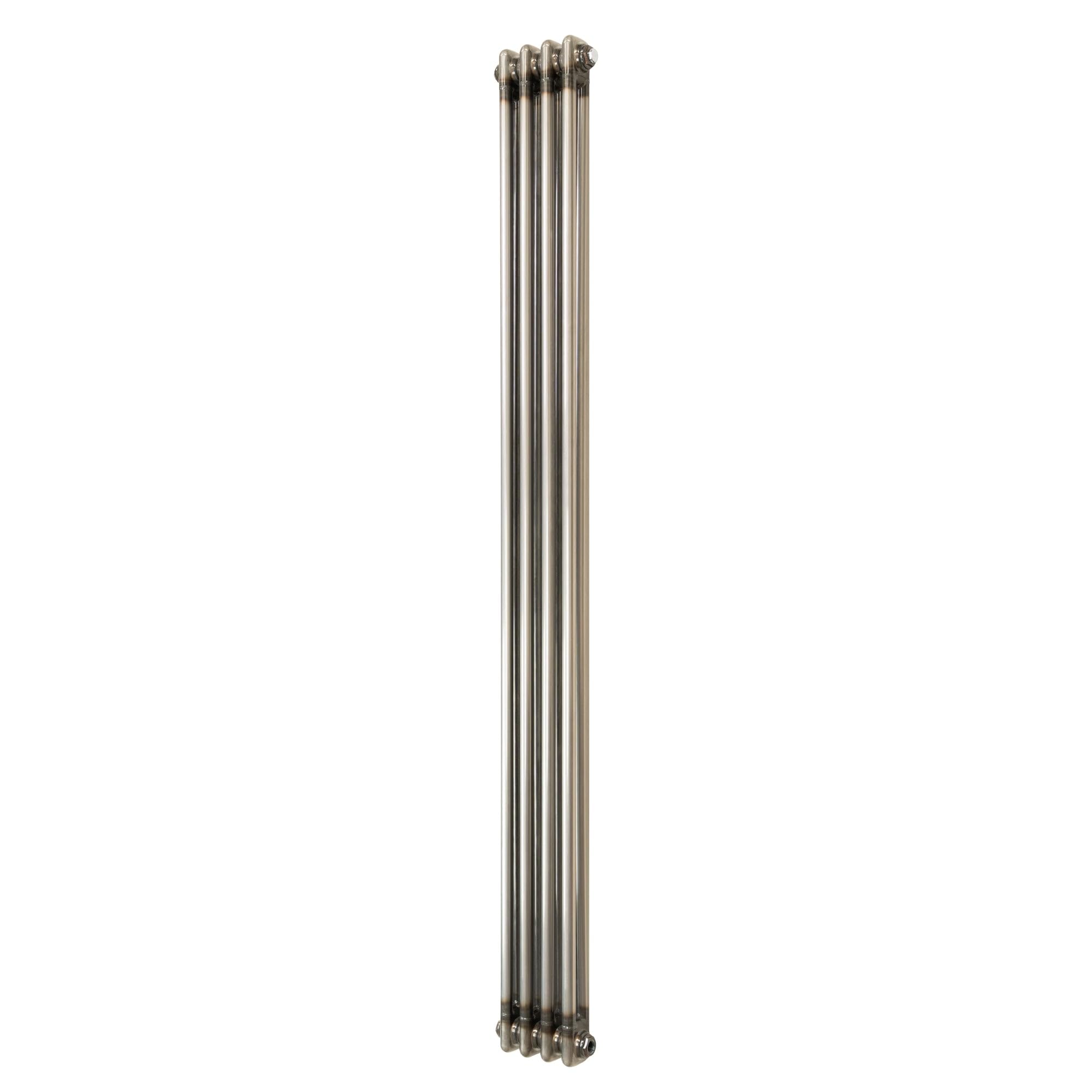 Traditional 2 Column Radiator 1800mm x 200mm Modern Central Heating Heater Raw Metal Carbon Steel Vertical Wall Mounted Kitchen Living Room Bathroom Free Cleaning Brush Fixing Kit & Brackets