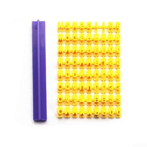 Honseadek Cortador de sellos de letras del alfabeto reutilizable para fondant y galletas, juego de relieve de números para decoración de pasteles, herramienta de mensaje de galletas con ranura de
