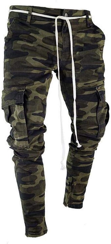 Zerototens men pantsZerototens Men's Camo Joggers Sweatpants Skinny Tracksuit Bottoms Sport Training Slim Fit Ripped Denim Pants Slim Fit Jeans Trousers