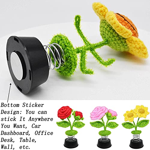Sunflower Gifts For Women, Adorable Sunflower Decor Car Dashboard Accessories, Home Office Kitchen Bathroom Wall Desk Flower Decoration, Bottom Sticker Design (Pink Rose) #TOP3