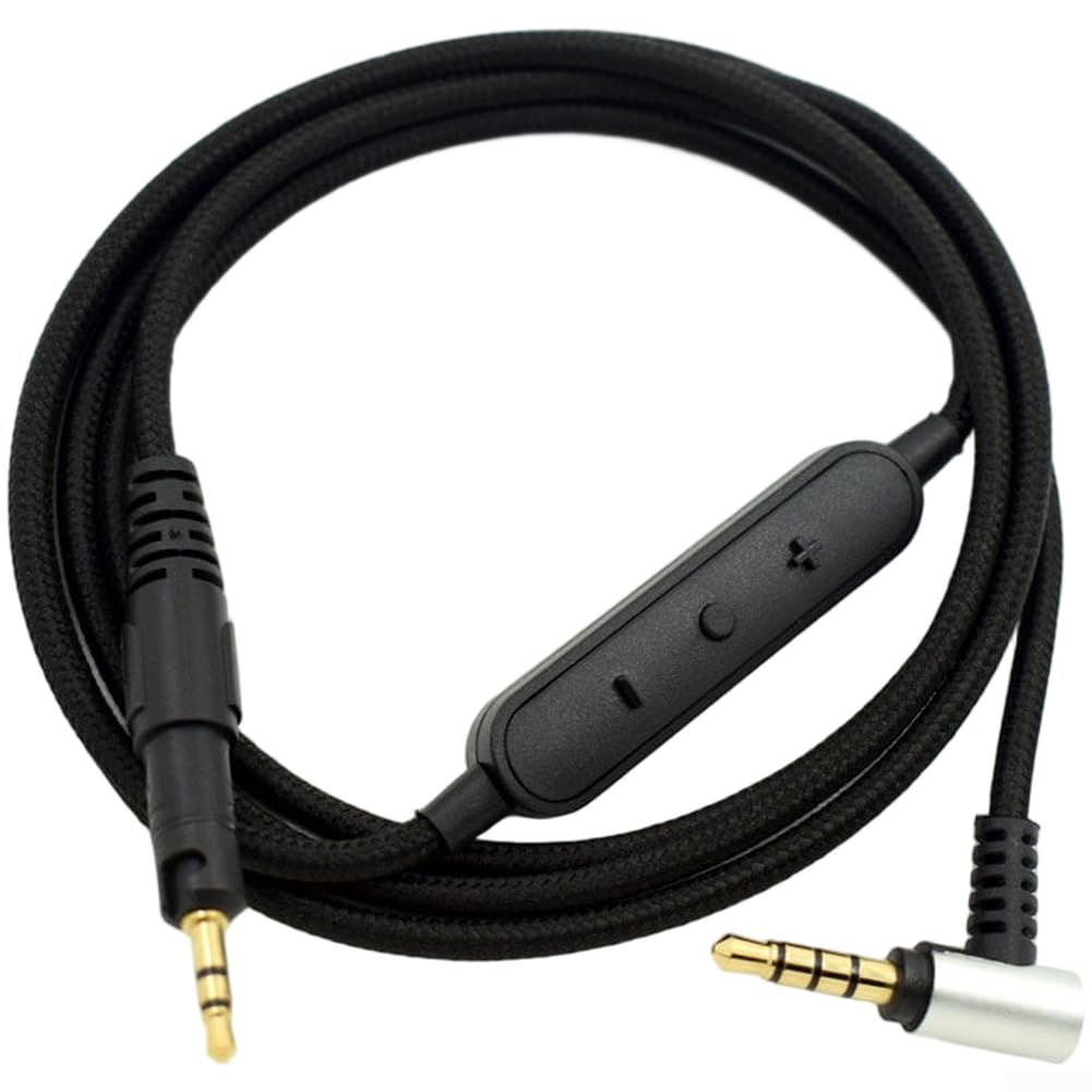 Cable de audio de repuesto para ATH-M40x M50x M60x M70x 3,5 mm chapado en oro de nailon trenzado (1,2 m)