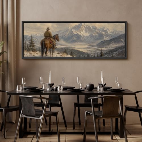 Image of MUDECOR Large Framed Canvas Print Wall Art Cowboy Vista for Living Room