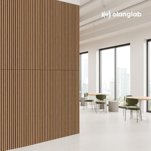 Olanglab Acoustic Wood Wall Panels 4 Pack, Sound Dampening Wood Slat Wall Panels 23.6" x 47.2", Cherry by Olanglab - Image 6