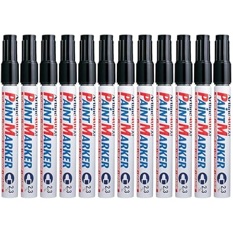 Artline 400XF Paint Markers for Wood, Plastic, Metal, and Canvas, Permanent Markers for Outdoor/Indoor Applications, Opaque Paint Markers with 2.3 mm Bullet Tip - Black, Pack of 12 Cover