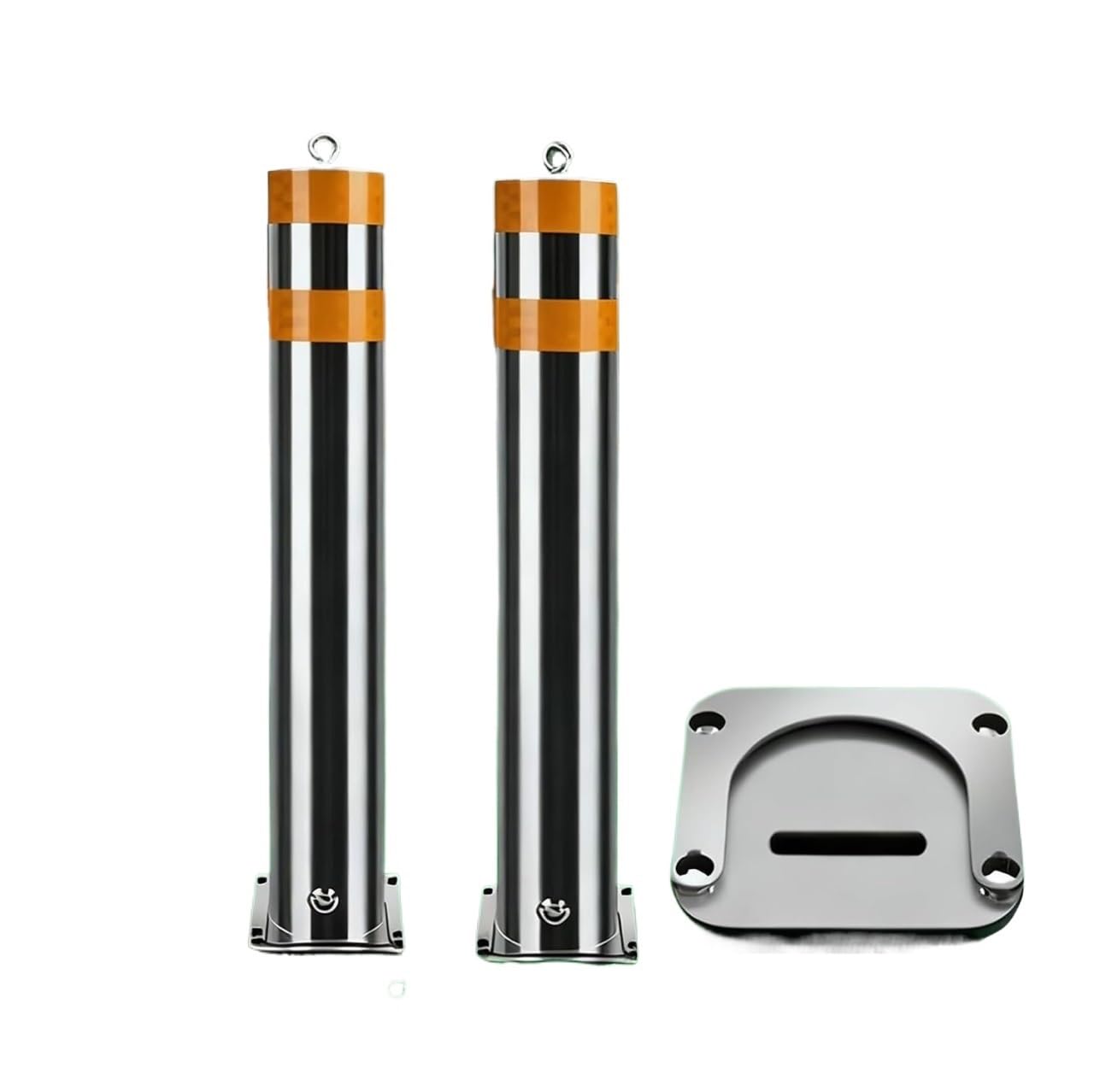 Generico Set di 2 dissuasori di parcheggio Riflettenti Rimovibili in Acciaio Inossidabile (75 cm) - Ideali per vialetti e parcheggi, Maggiore visibilità e Sicurezza, durevoli e Resistenti alle intemp