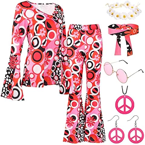 70s Hippie Costume with Accessories Set Cover