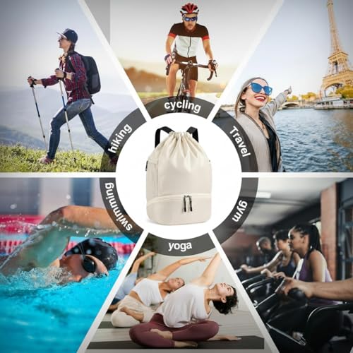 Image of 6 Pcs 6 Pcs Gym Drawstring Backpack Bulk for Men, Multicolor | Drawstring Closure, with Shoe Compartment, Wet Proof Pocket, Lightweight, Durable Build, Gym Practice & Game-day Ready