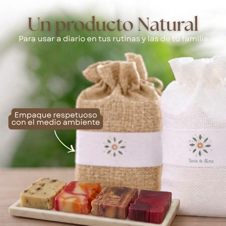 Pack 4 Jabones Artesanales Naturales – Jabones Sólidos de Aguacate, Pepita de Uva, Monoï y Árbol de Té | Jabón Facial, de Manos y para el Cuerpo | Veganos, Hidratantes | Hecho en España