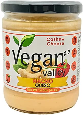 VEGAN VALLEY Cashew Nacho Cheeze Sauce, 14.5 oz - Shelf Stable, Tangy Vegan Nacho Cheeze -Certified Gluten-Free, Kosher, Dairy Free Cheeze -Non-GMO Plant-Based Cheeze Great As Vegan Pasta Sauce, Dip