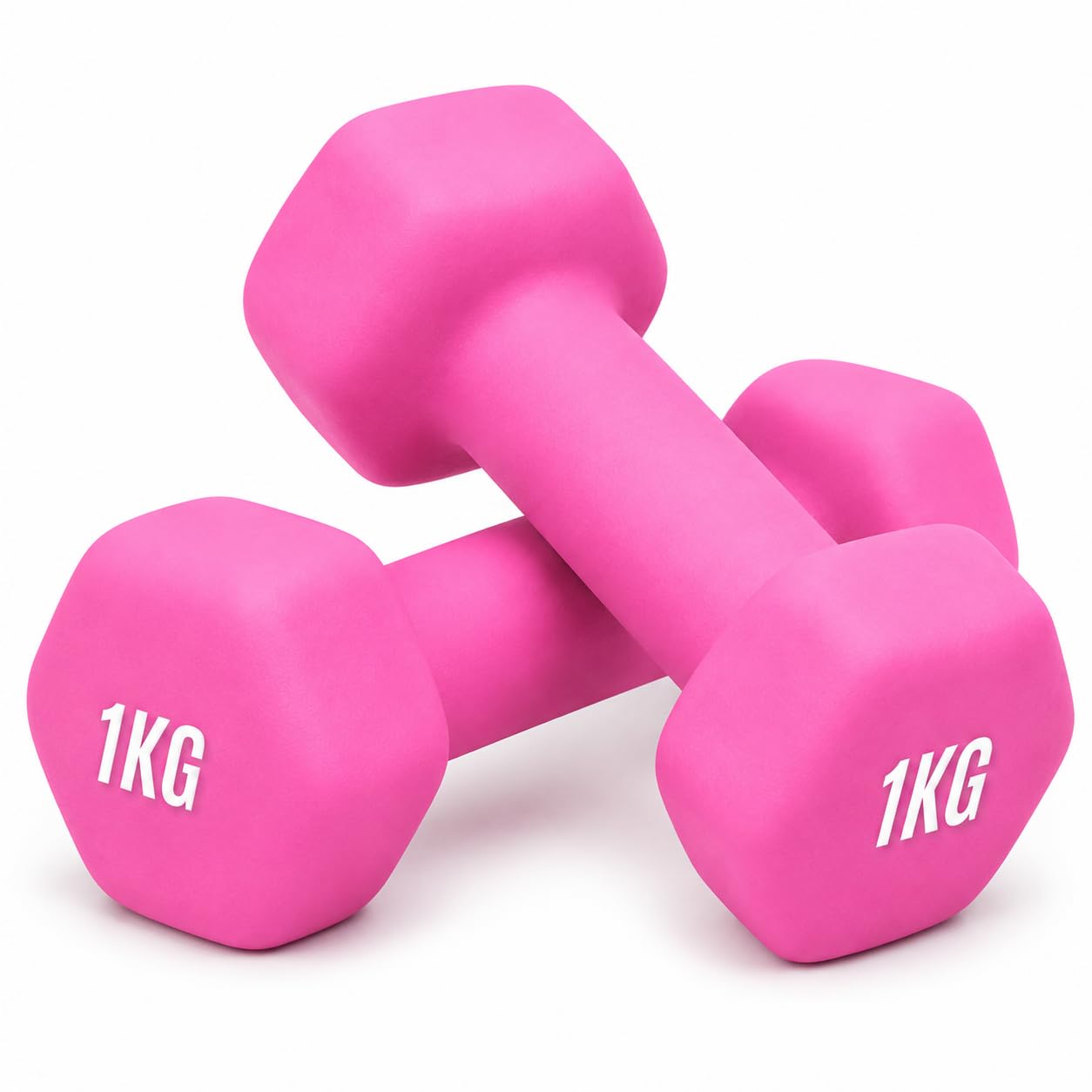 Neoprene Dumbbells Set Pair, Cast Iron Hand Weights for Home Gym Fitness, Aerobic Exercise, Strength Training, Toning, Workout Weights for Men & Women (Pink, 1Kg Pair)