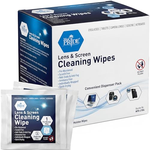 MED PRIDE Anti-Fog Lens and Screen Cleaning Wipes for Eyeglasses, Touch Screens,...