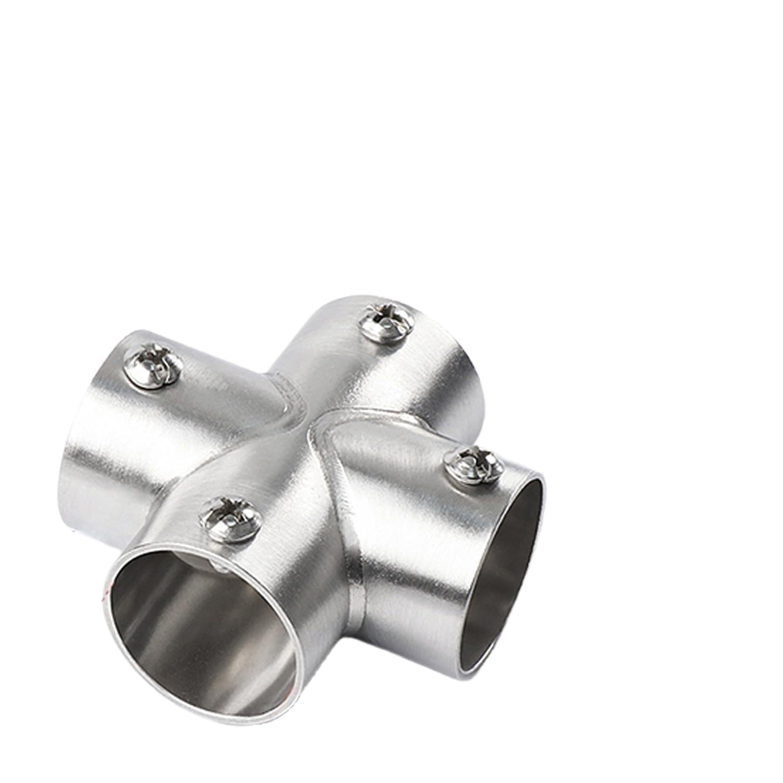 Tfaoys 4Ways Round Tube Connector Connection Fastener Stainless Steel 3 Way Elbow Pipe Fitting Connector Accessories Enduring Round Pipe Fixed Joint Storage Rack