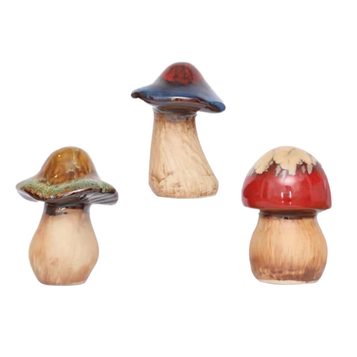 Piquets champignons en céramique au design délicat, l'ornement d'artisanat pour jardin