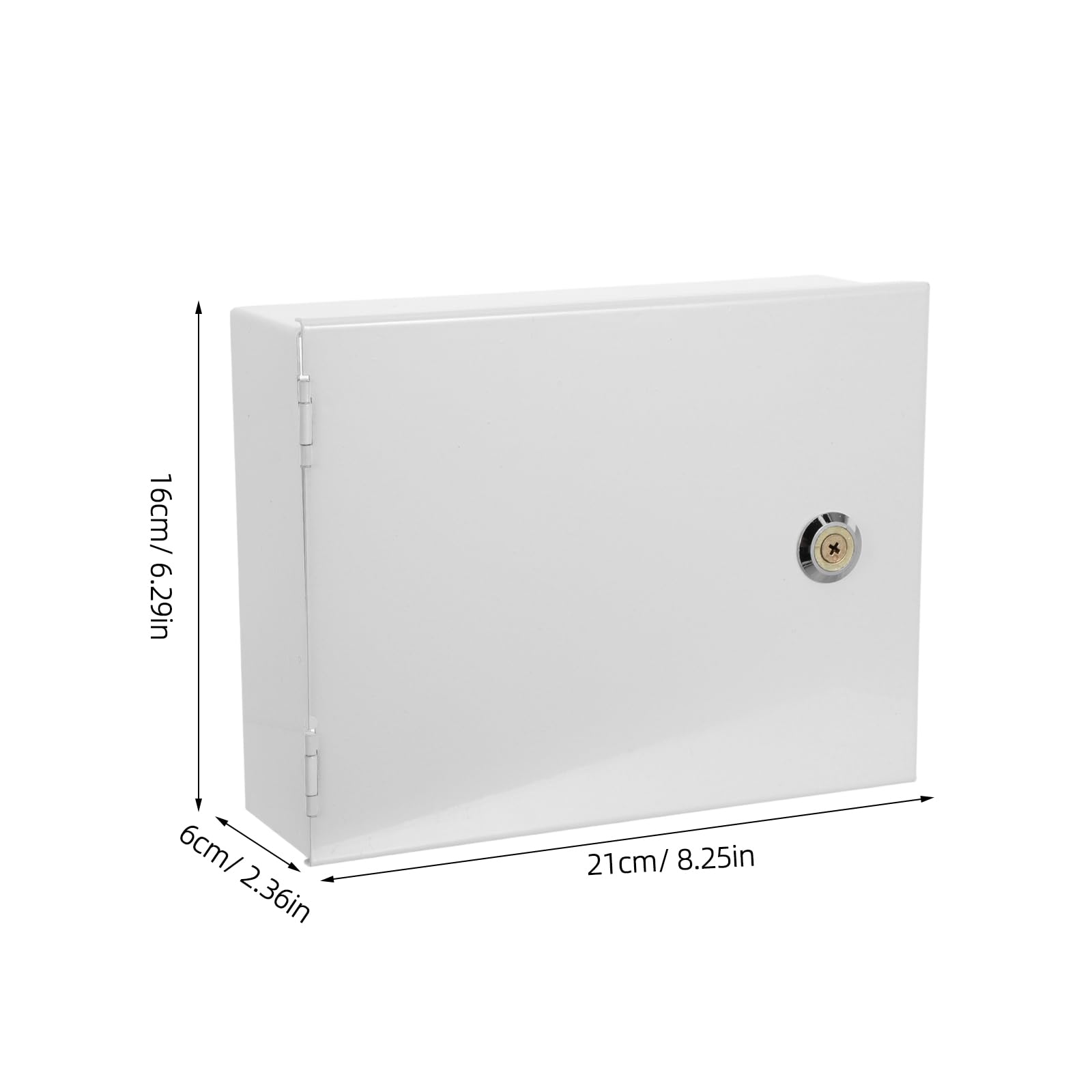 Cassetta di Sicurezza in Ferro Bianco con Chiave 210x160x60 Mm per Pannelli di Allarme, Scatola di Protezione con Serratura Bloccabile, Contenitore per Interruttore di Allarme