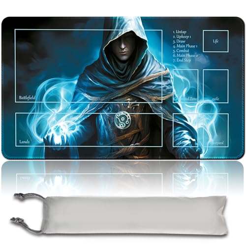 Board Game MTG Playmat Free Waterproof Bag, Sewn Edges,Card Enthusiasts TCG Playmat Mouse Pad MTG Game Mats With Zones (Original Playmat) (With Zone,Jace) Board Game MTG Playmat Free Waterproof Bag, Sewn Edges,Card Enthusiasts TCG Playmat Mouse Pad MTG Game Mats With Zones (Original Playmat) (With Zone,Jace)