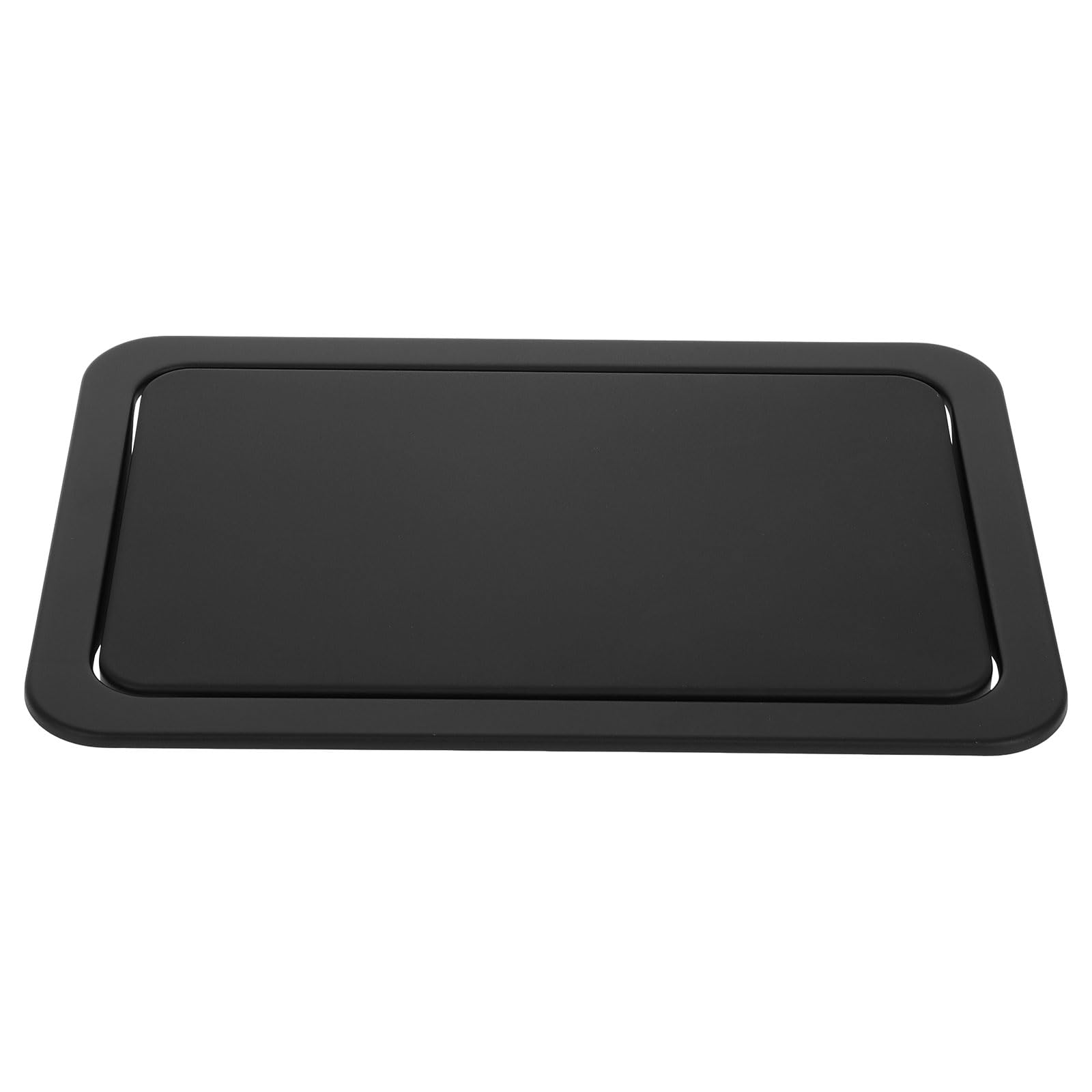 Tapa empotrada para cubo de basura para encimera, tapa rectangular de metal, tapa de cubo de basura de acero inoxidable con ojales, tapa de cubo de basura giratoria (negro)