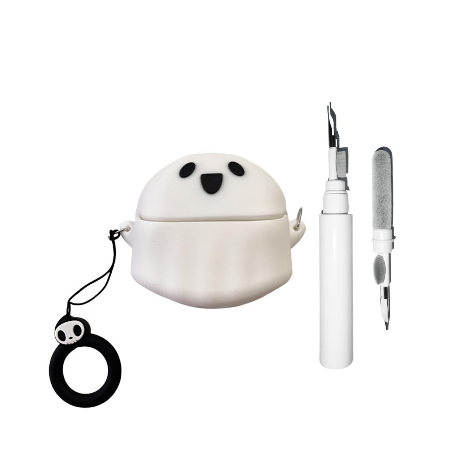 [3 in 1] SKPY Cute Case Compatible with SHOKZ OpenDots ONE with Ring and Cleaning Kit,Soft Silicone 3D Cartoon Design Rugged Shockproof Cover for