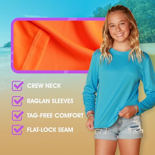 INGEAR Girls Long Sleeve Rash Guard Swim Shirt Outdoor Sports Shirt Lightweight Athletic Tee Protective2