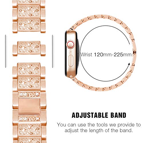 Mosonio Compatible With Apple Watch Band 40Mm With Case Women, Jewelry Replacement Metal Wristband Strap With 2 Pack Bling Pc Protective Cover For Iwatch Series 6/5/4(Rose Gold) #TOP2