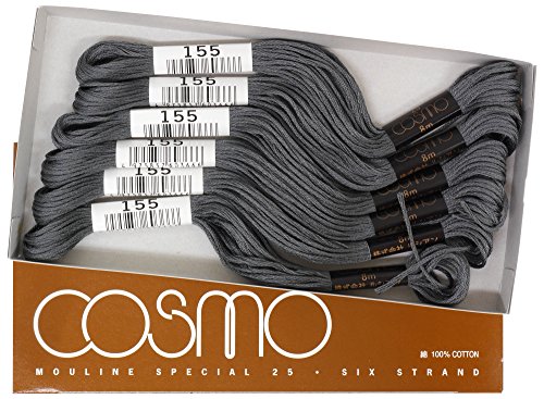 cosmo 25番刺しゅう糸 8m束 Col.155 グレー 系 1箱 6束入り