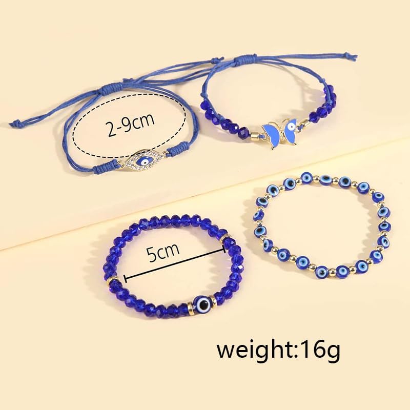 Vista 6 de TKMIRA Pulseras de ojo turco para mujer, pulsera mexicana de oro contra el mal de ojo, ajustable, azul, rosa, rojo, contra el mal de ojo, joyería