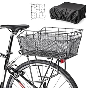 Rear Bike Basket – Large Bicycle Rear Basket with Cargo Net