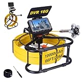 SYANSPAN Sewer Camera 66ft,Drain Pipe Camera HD 4.3in Screen DVR 17MM Plumbing Snake Borescope with 12pcs LEDs Light, IP68 Sewer Inspection borescopes for Plumber(66ft/20M)