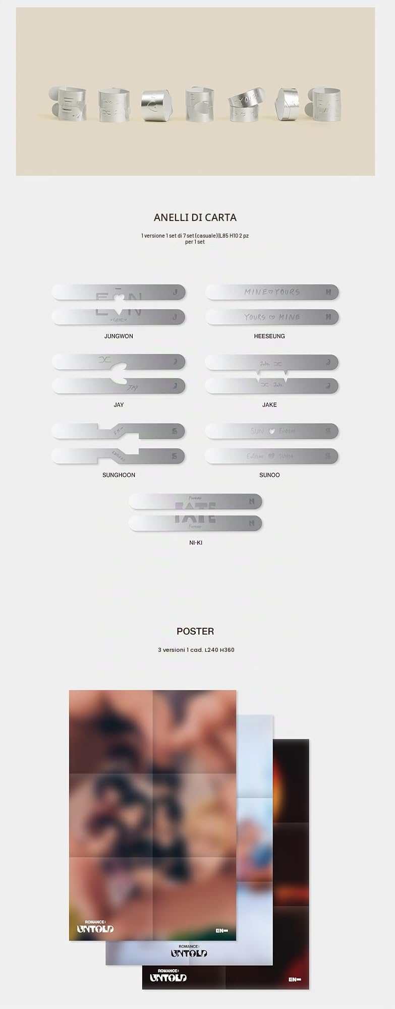 ENHYPEN ROMANCE: UNTOLD 2nd Full Album Standard 3 Ver Set (tramite DHL Express)