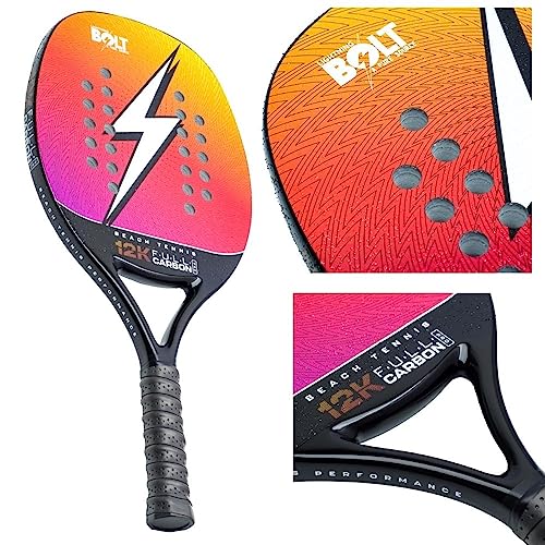 Raquete Beach Tennis Rainbow Feita inteira de Carbono 12K Mais Precisão Controle Velocidade Efeito na bola Saque Incomparável