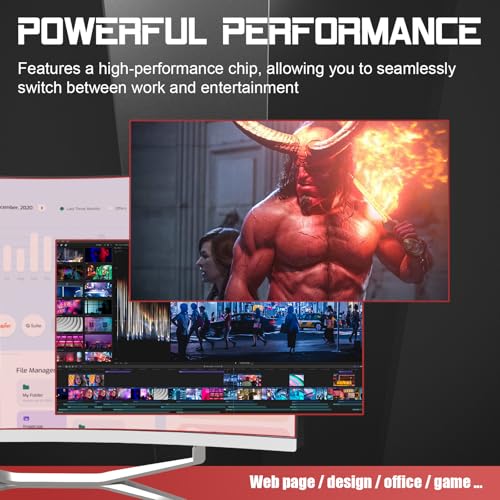 SIUGHVA - PC de computadora todo en uno curvado FHD de 27 pulgadas, procesador N100 de cuatro núcleos, 8 GB de RAM, SSD de 512 GB, teclado y mouse con cable de alta velocidad, diseño elegante, - imagen 5