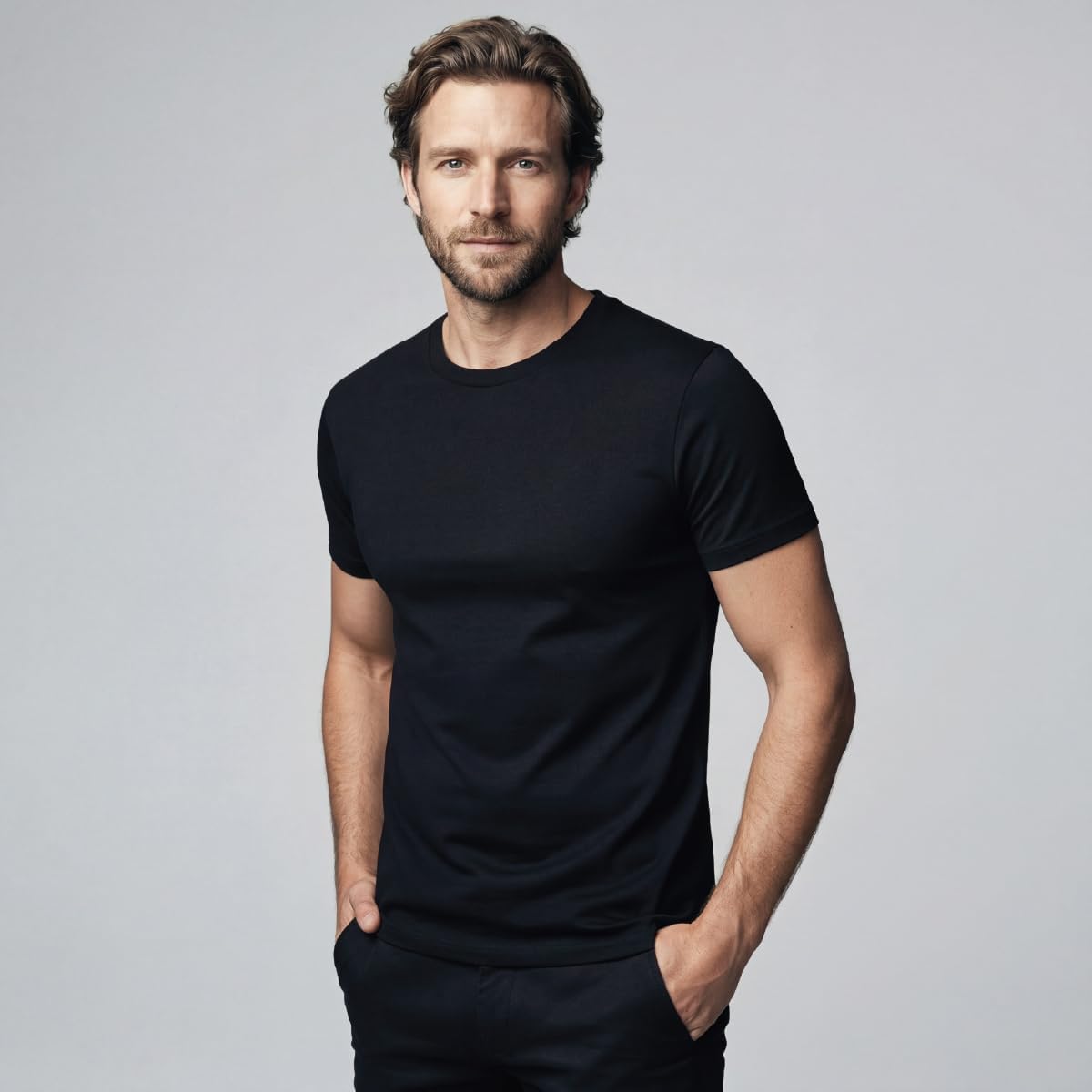 Lands' End Essentials Men's Crew Neck T-Shirt 3 Pack - Premium Cotton Tee, Casual Regular Fit