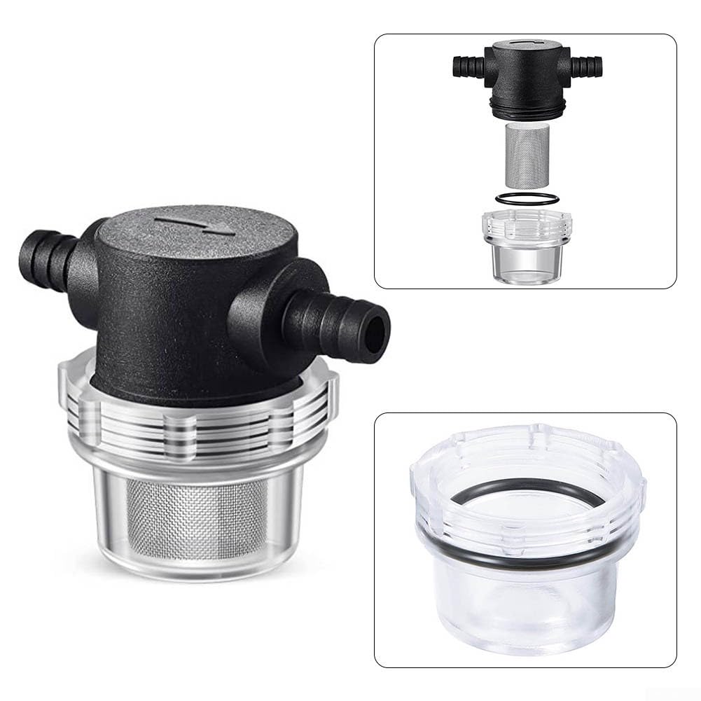 1/2 Zoll Wasserfilter Edelstahl 50 Mesh Inline Sieb für Pumpe Sprüher Hochdruckreiniger Transparent Gehäuse Leicht zu Reinigen