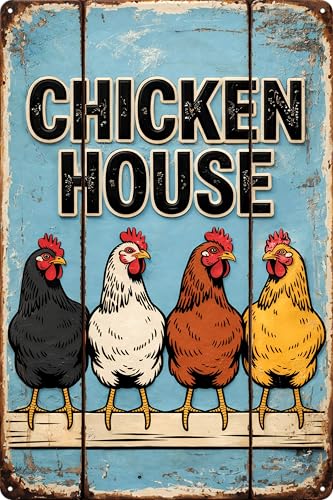 longzizhuer Chicken House Metal Sign 8x12in Farmhouse Poultry Plaque for Coop Wall Decor Chicken Keeper Gift