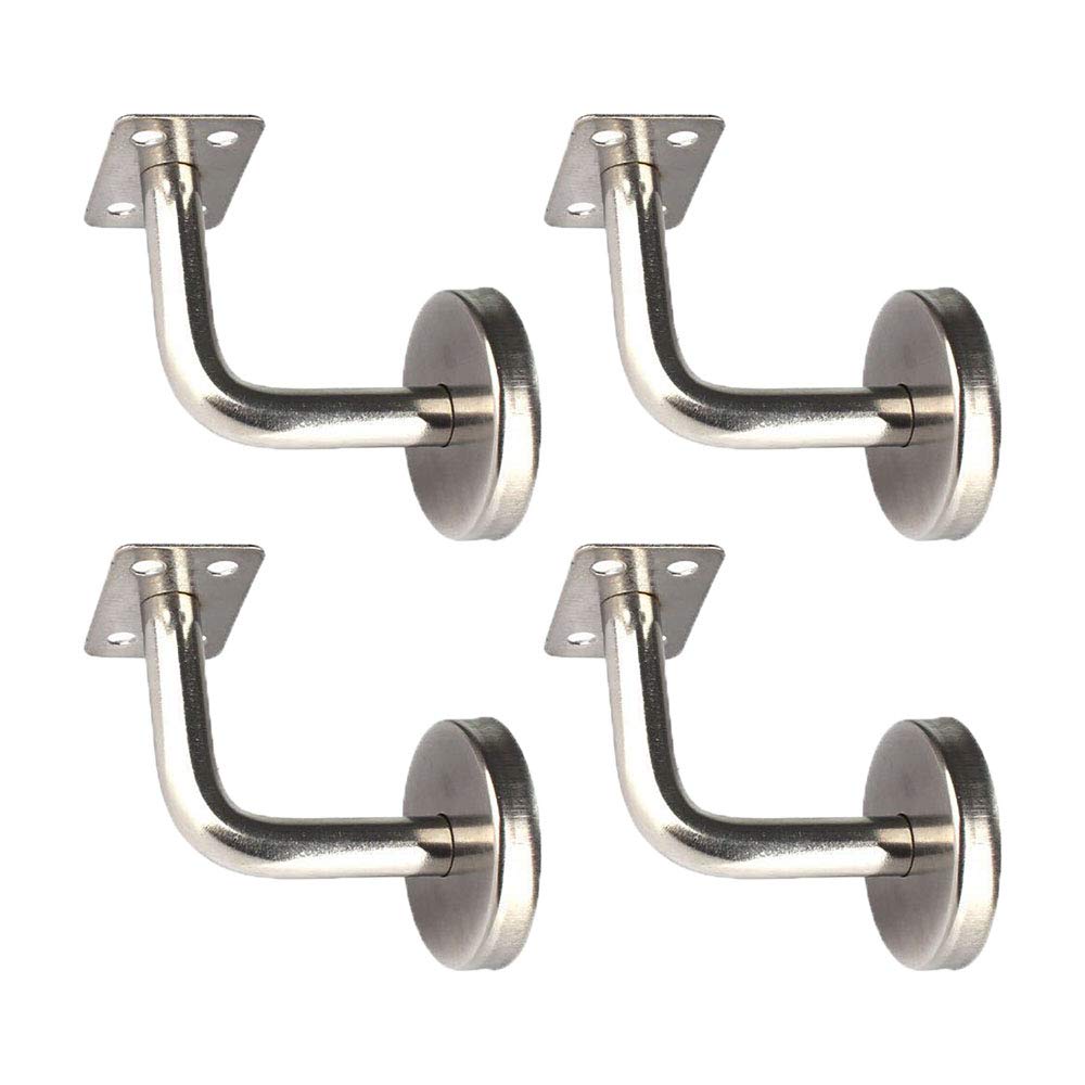 ETOPARS 4 Pezzi Staffe per Corrimano in Acciaio Inox per ringhiere di Scale Piatta Supporto a Parete per Corrimano con Copertura della Base