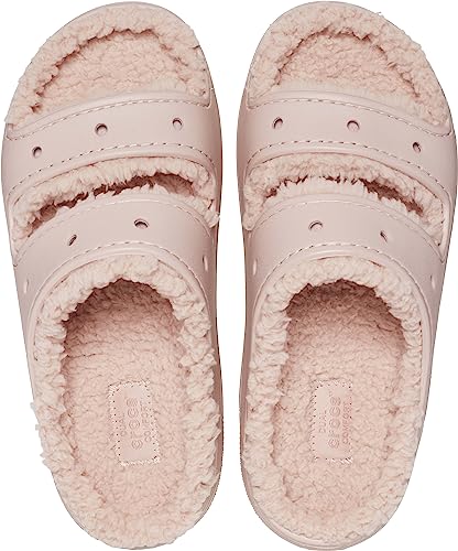 Image of Crocs Unisex-Adult Classic Cozzzy Sandals, Fuzzy Slippers and Slides, Pink Clay, 4 Men /6 Women