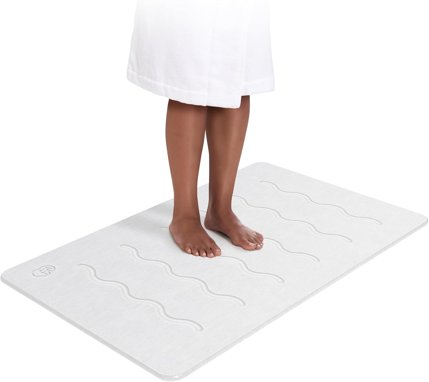 OTHWAY 32"x 20" Stone Bath Mat Large, Diatomaceous Earth Bath Mat for Bathroom, Quick Drying Long Bath Mat Stone Absorbing, Non-Slip Diatomite Hard Stone Shower Mat Instant Dry(White Grey)