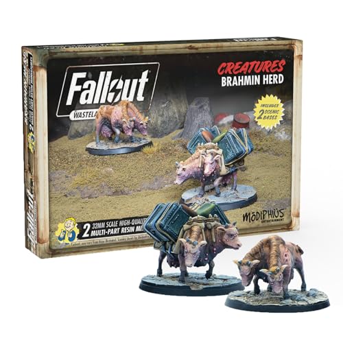 Figurines Fallout Brahmin Herd Modiphius miniatures non peintes pour le jeu de figurines