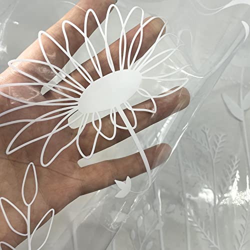 Chicskin Pure White Transparent Stained Glass Window Film, Removable Static Cling Glass Decals Decor For Glass Window Door, Tropical Leaf 78.74"X22.83" #TOP5
