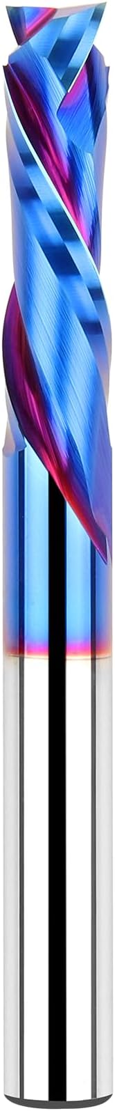 EANOSIC Spiral Router Bits Up Down Compression Bit 1/4 inch Cutting Diameter with Nano Blue Coated, 1/4 inch Shank Solid Carbide CNC End Mill for Wood Carving Engraver Milling Cutters