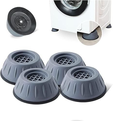 Madhuvan Anti Vibration Pads for Washing Machine with Suction Cup, Fridge Washer Dryer Support Feet Pads Leveling Anti Walk Pads Shock Absorber Noise Cancelling Furniture Lifting Base (4 Pcs)