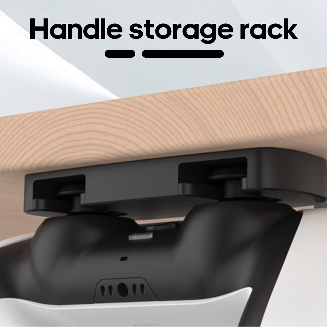 LEEQ Unterm Tisch Halterung für PS5 - Ständer für PS5 Controller, Horizontaler Tisch Halterung mit Klebeband für PS4, Tisch Aufbewahrung Under Desk Holder für PS4/PS5 Controller Zubehör（Schwarz）