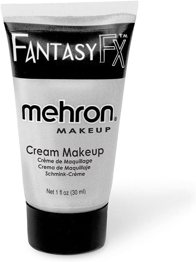 Mehron Makeup Fantasy FX Cream Makeup | Water Based | Halloween | Silver Face & Body Paint For Adults 1 fl oz (30ml) (Silver)